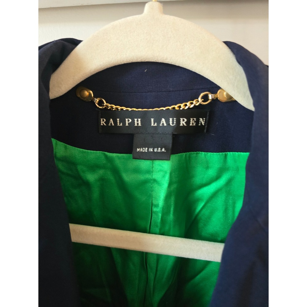 Ralph Lauren Black Label Women's Navy Wool Equestrian Blazer Gold Buttons Size 8 - Picture 3 of 9